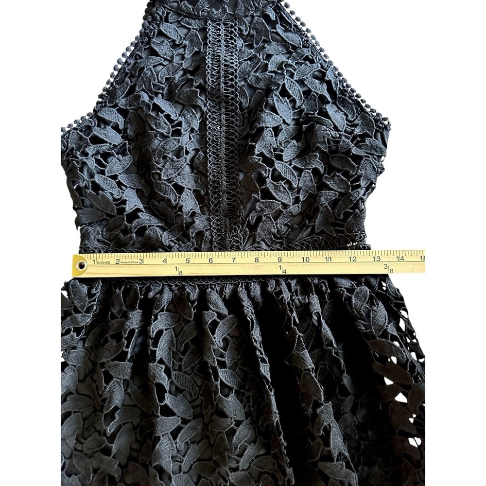 Just Me Black Lace High-Neck Dress Size Small A-Line Dress Floral Cut Outs‎ Sexy - Picture 7 of 11